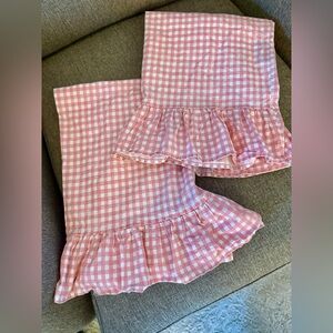 Ralph Lauren blue label vintage pink gingham ruffles pillowcases pillowcase pair